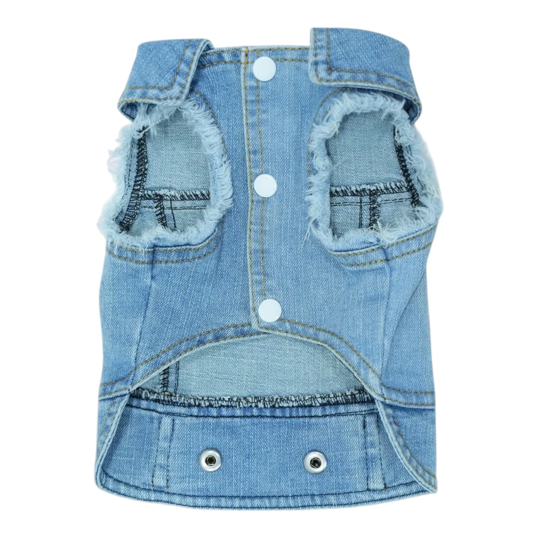 Pet Clothes Dog Jeans Jacket Cool Blue Denim Coat (S)