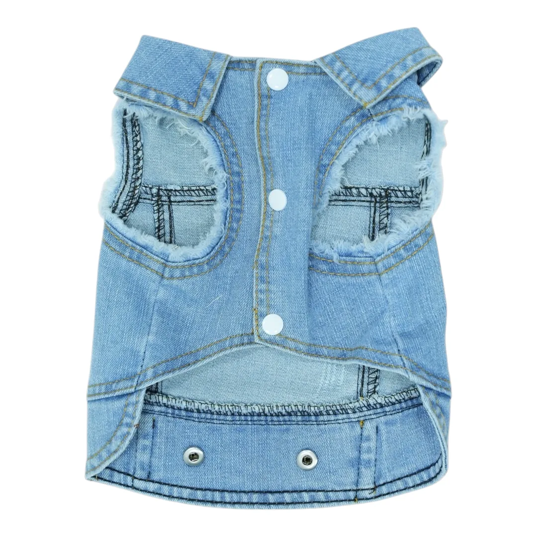 Pet Clothes Dog Jeans Jacket Cool Blue Denim Coat (M)