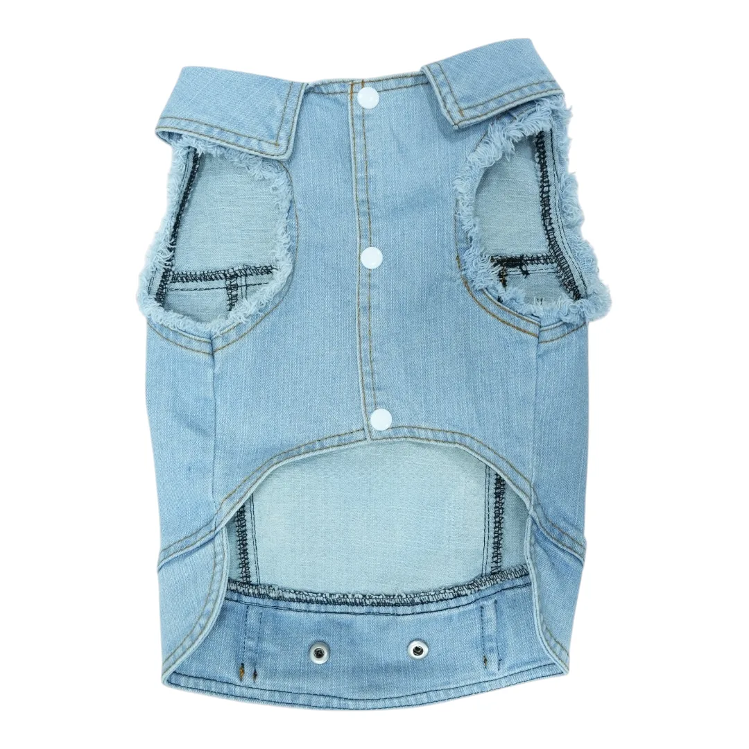 Pet Clothes Dog Jeans Jacket Cool Blue Denim Coat (XL)