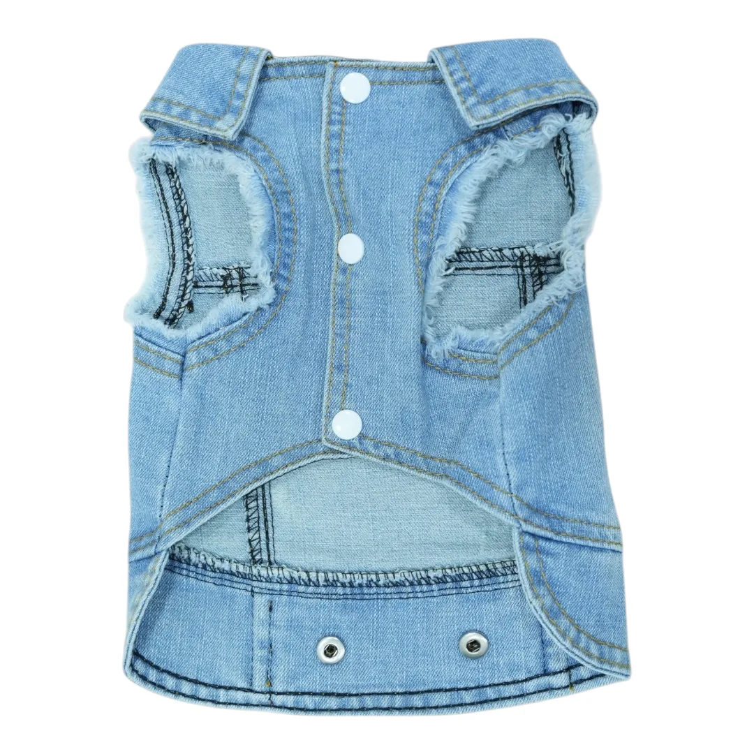 Pet Clothes Dog Jeans Jacket Cool Blue Denim Coat (M)