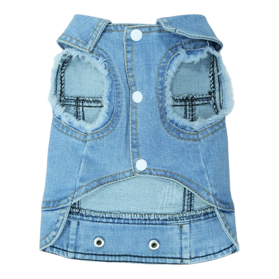 Pet Clothes Dog Jeans Jacket Cool Blue Denim Coat (M)