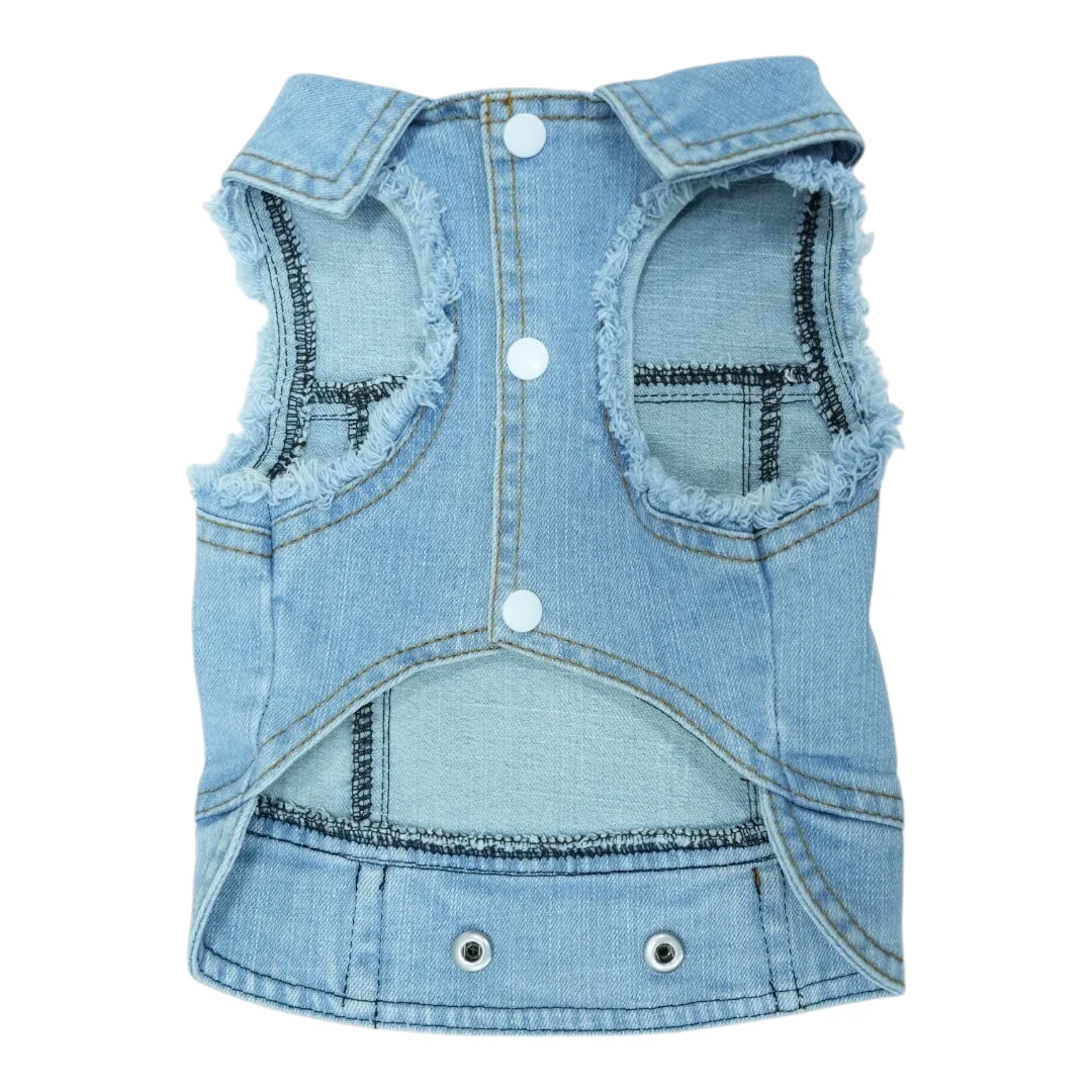 Pet Clothes Dog Jeans Jacket Cool Blue Denim Coat (M)