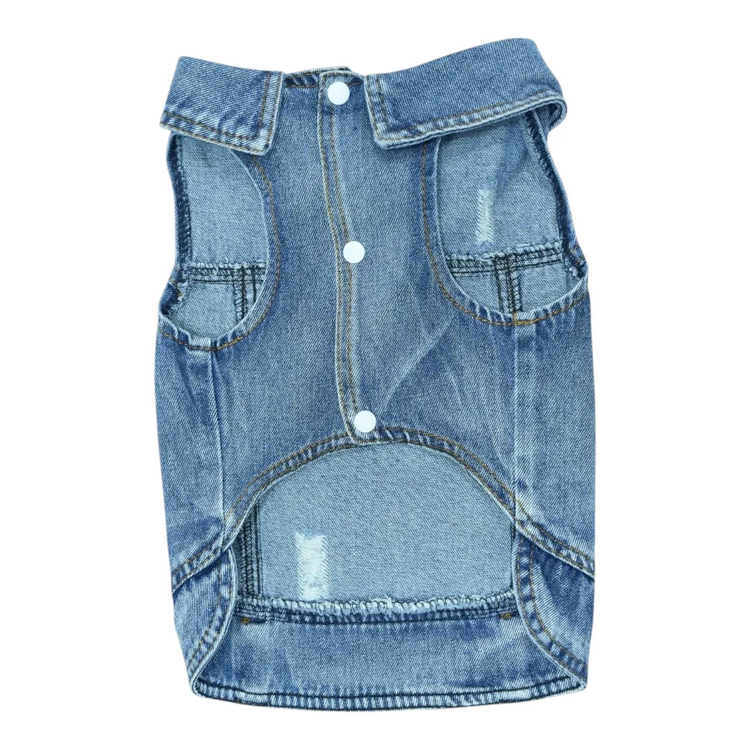 Pet Clothes Dog Jeans Jacket Cool Blue Denim Coat (XL)