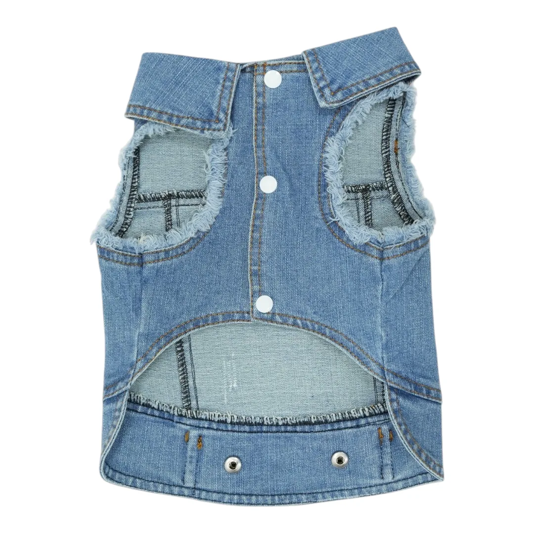 Pet Clothes Dog Jeans Jacket Cool Blue Denim Coat (L)