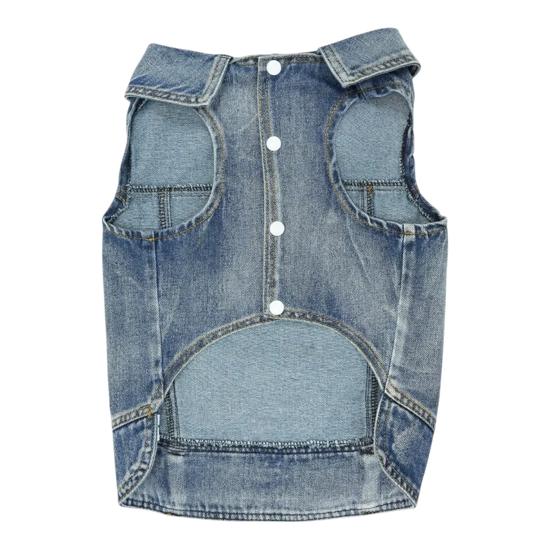 Pet Clothes Dog Jeans Jacket Cool Blue Denim Coat (XXL)