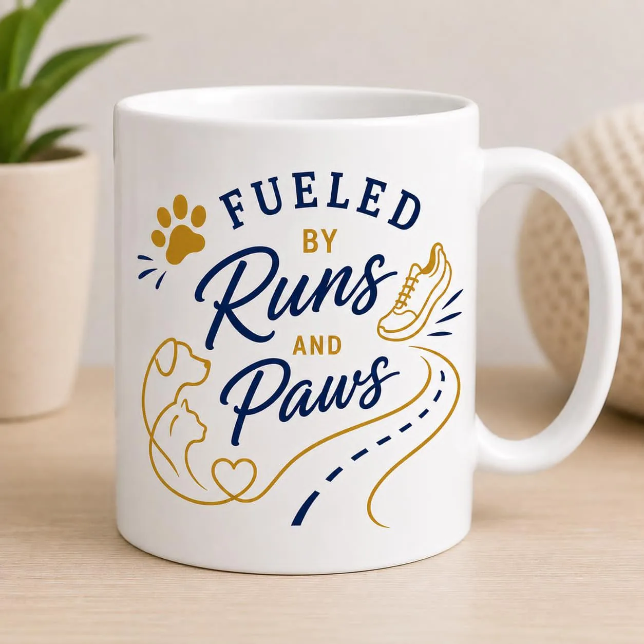 "Fueled by Runs and Paws" Gift mug