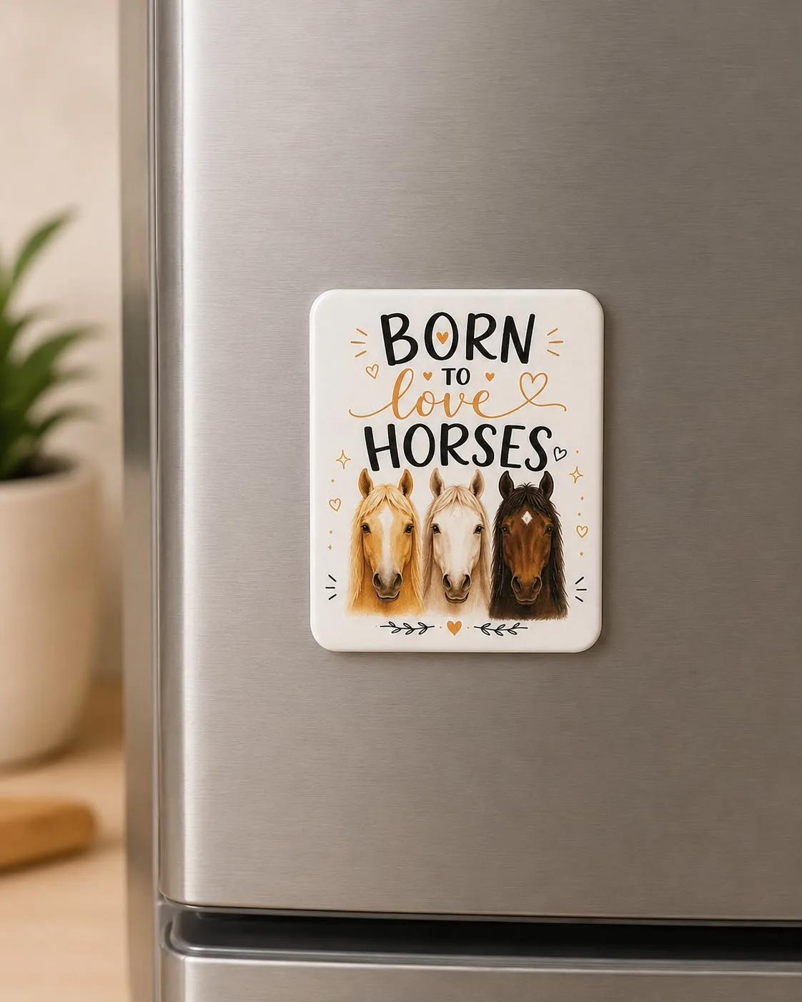 "Born to Love Horses" Decorative Refrigerator Magnet