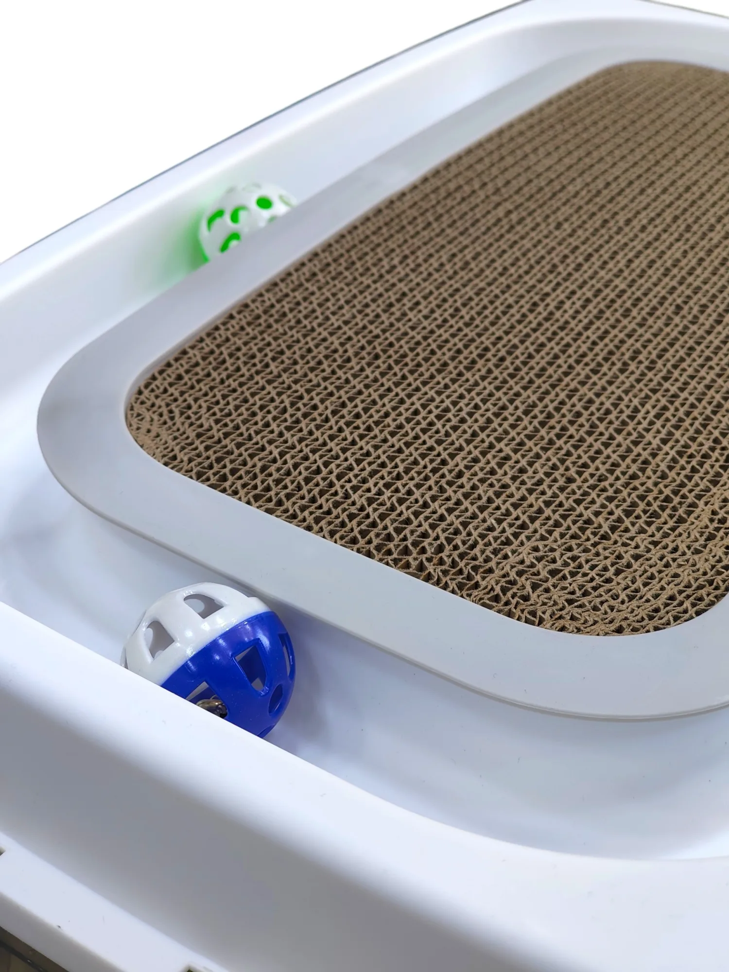 Cat Litter Box with Top Scratcher & Feather Toy