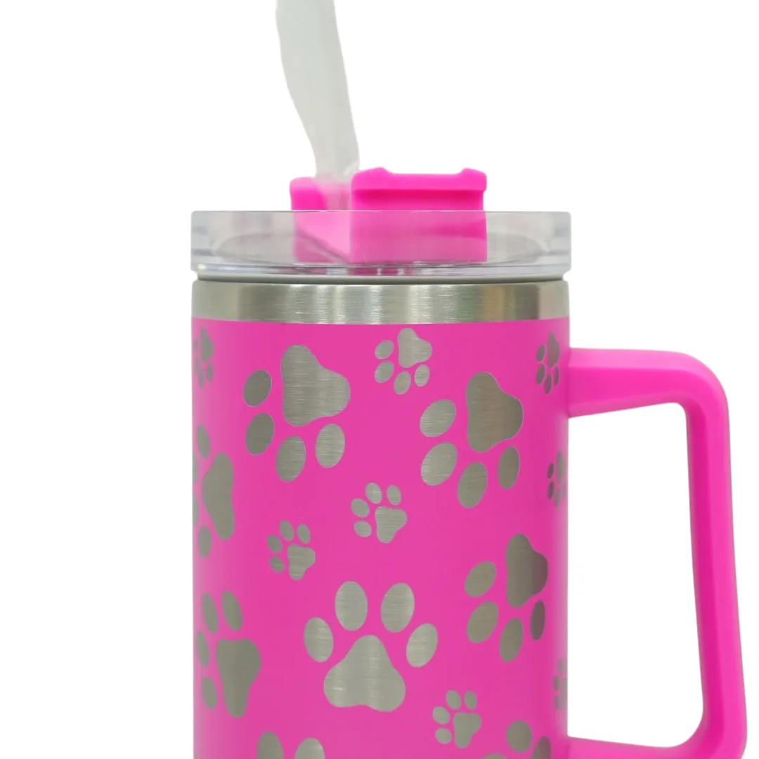 Pink Paw Print Tumbler
