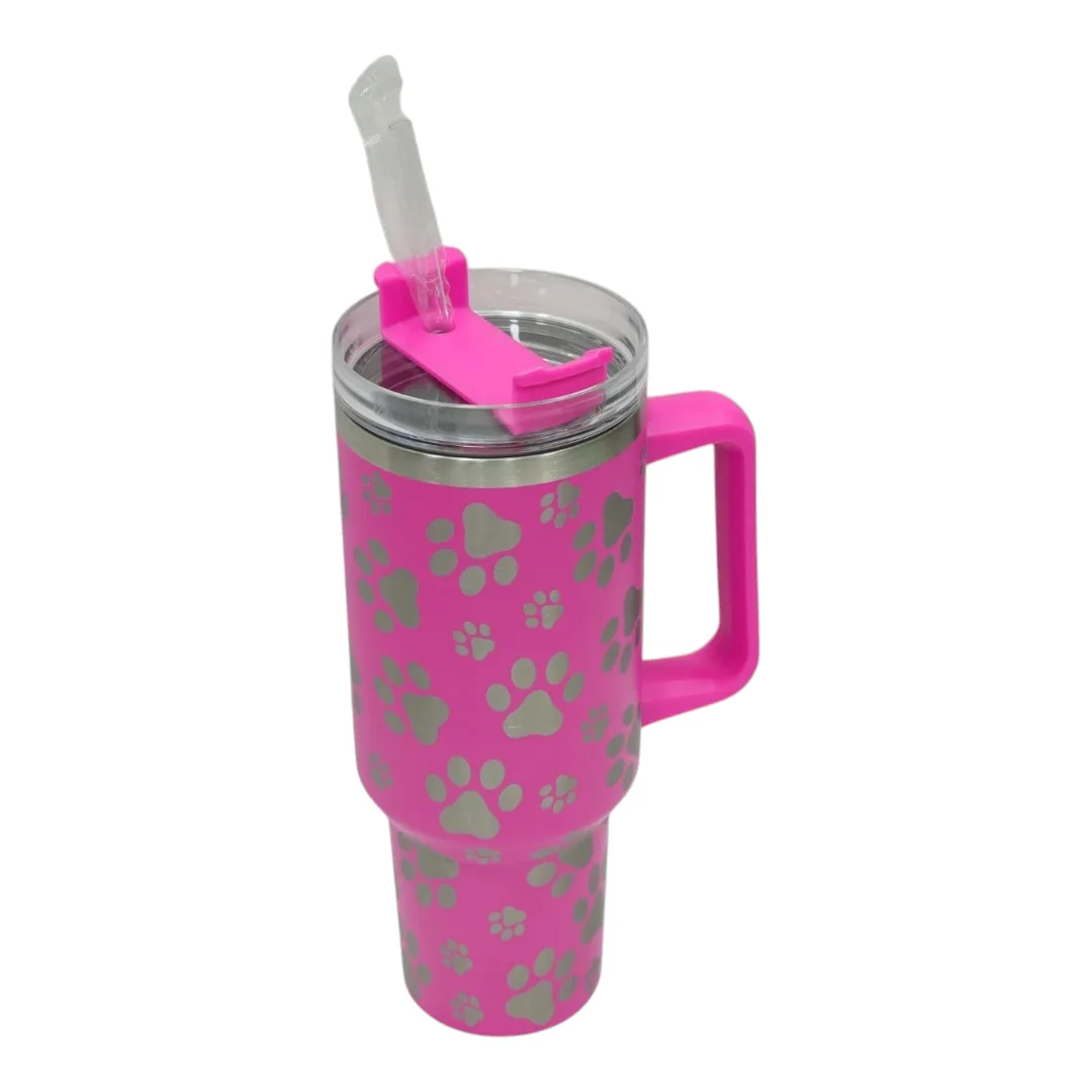 Pink Paw Print Tumbler