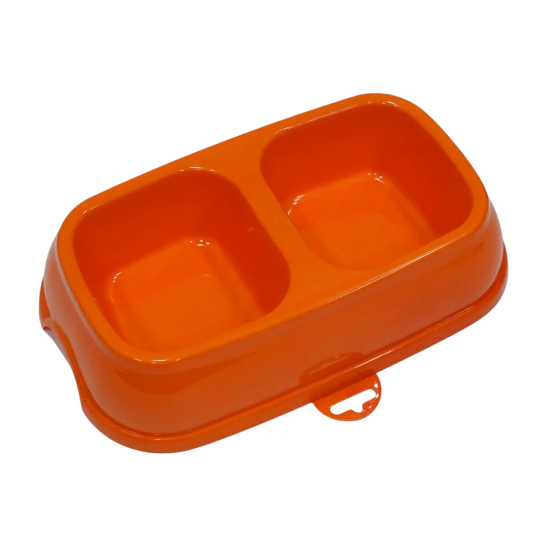 Double Pet Food Bowl (Orange)