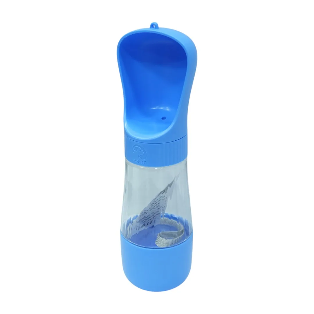 Blue Portable Pet Water Bottle with Scoop Cap