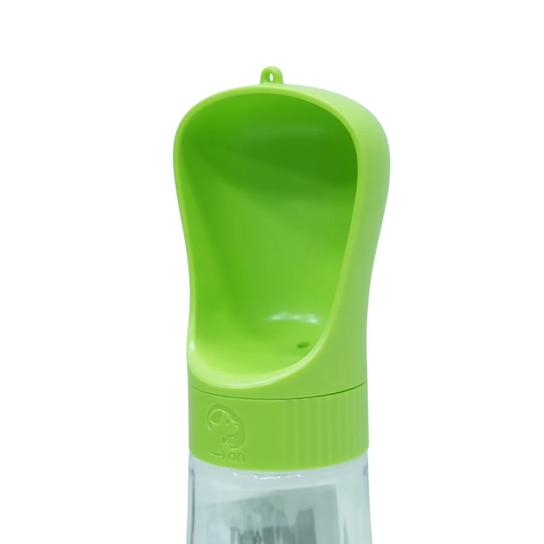 Green Portable Pet Water Bottle with Scoop Cap