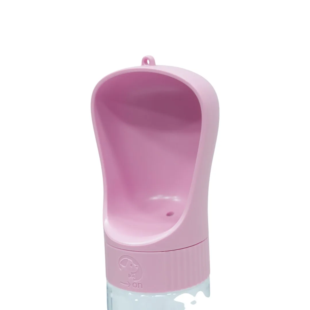 Pink Portable Pet Water Bottle with Scoop Cap