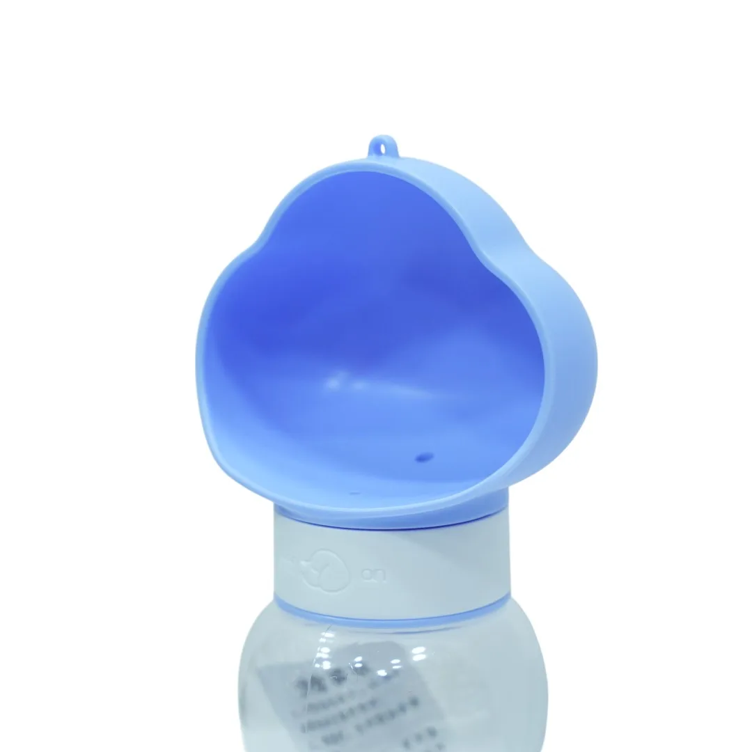 Blue and Gray Portable Pet Water Bottle with Paw-Shaped Cap