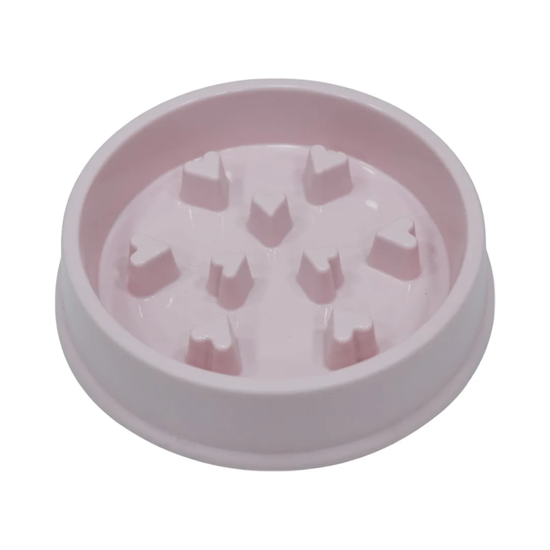 Slow Feeder Pet Bowl - Pink Heart Design