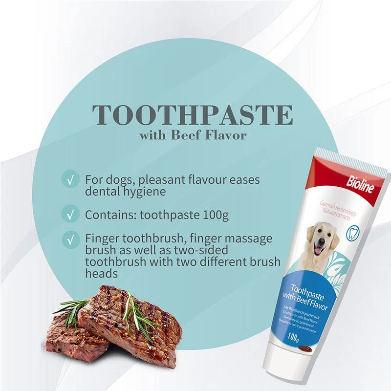Bioline Dental Care Set with Beef Flavor Toothpaste