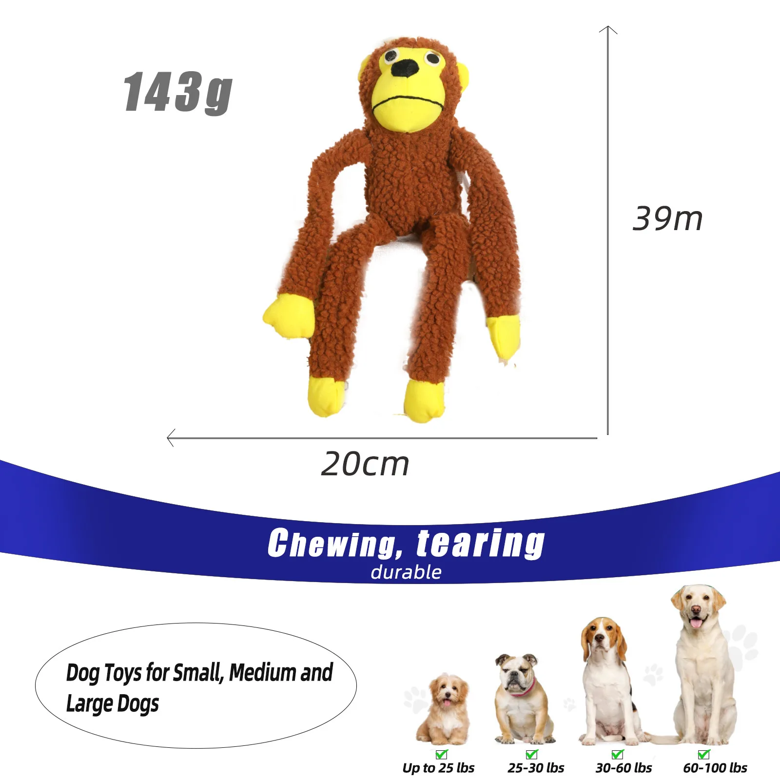 Monkey Squeaky Dog Toy