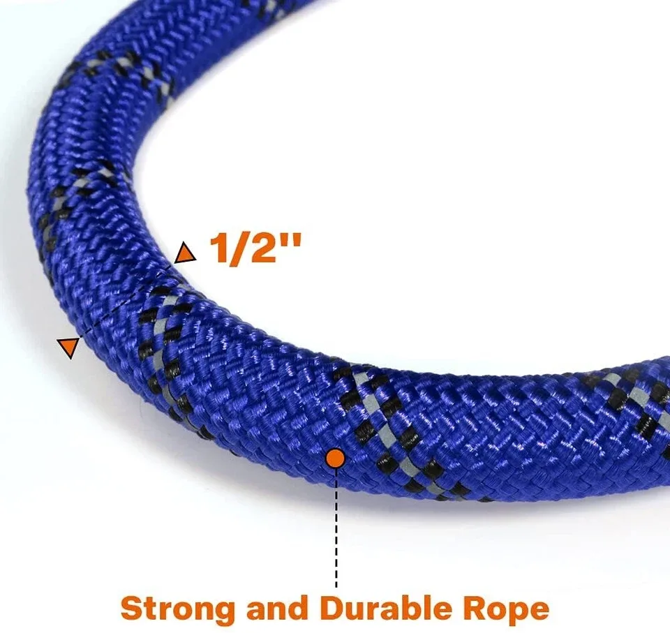 Extra Strong Reflective Rope Dog Lead with Foam Padded Handle Leash