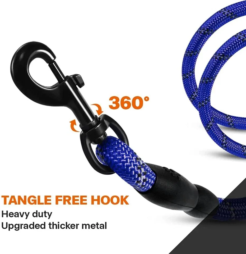 Extra Strong Reflective Rope Dog Lead with Foam Padded Handle Leash