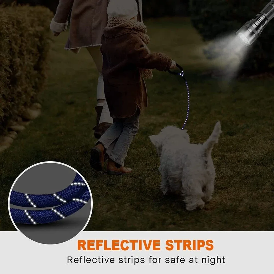 Extra Strong Reflective Rope Dog Lead with Foam Padded Handle Leash