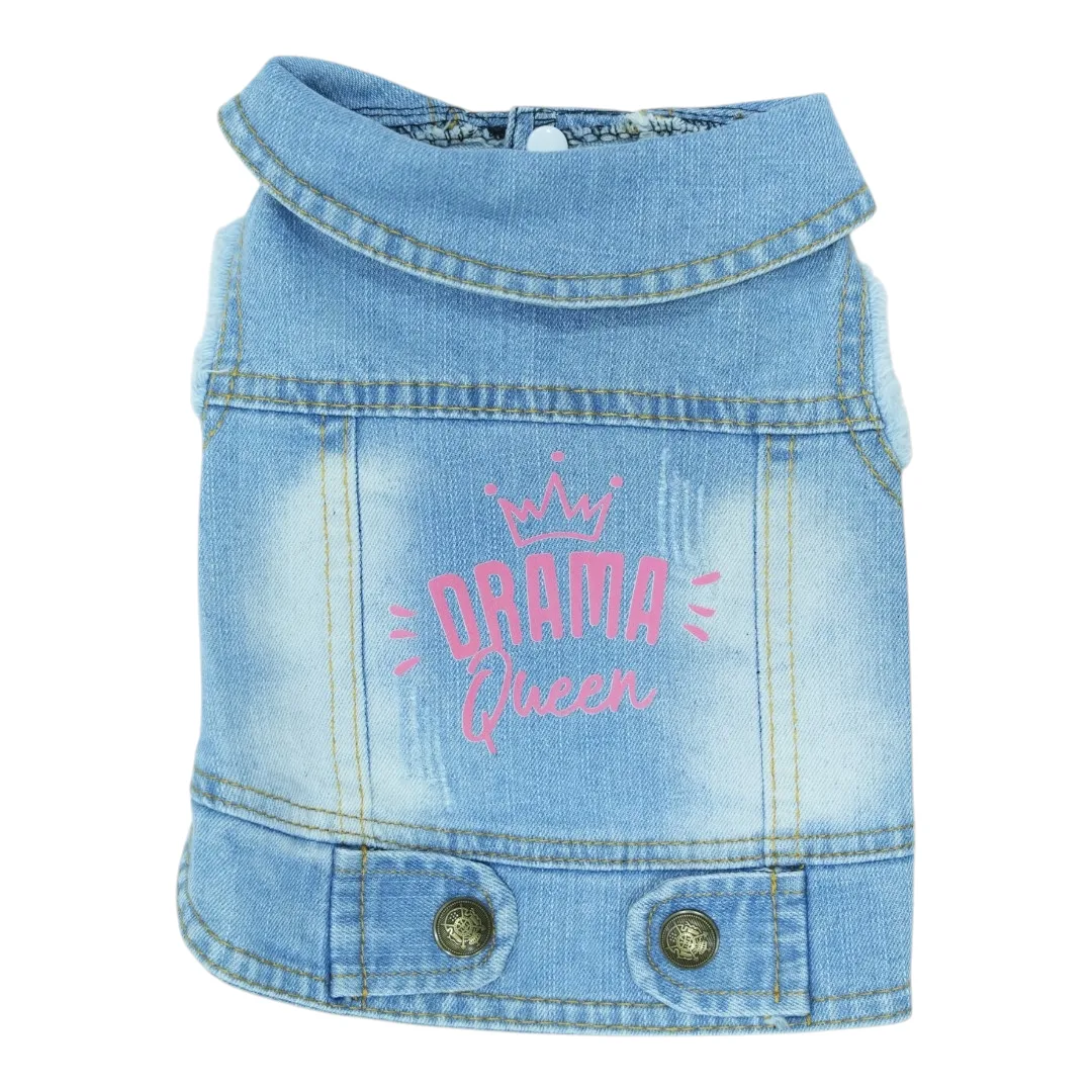 Pet Clothes Dog Jeans Jacket Cool Blue Denim Coat (M)