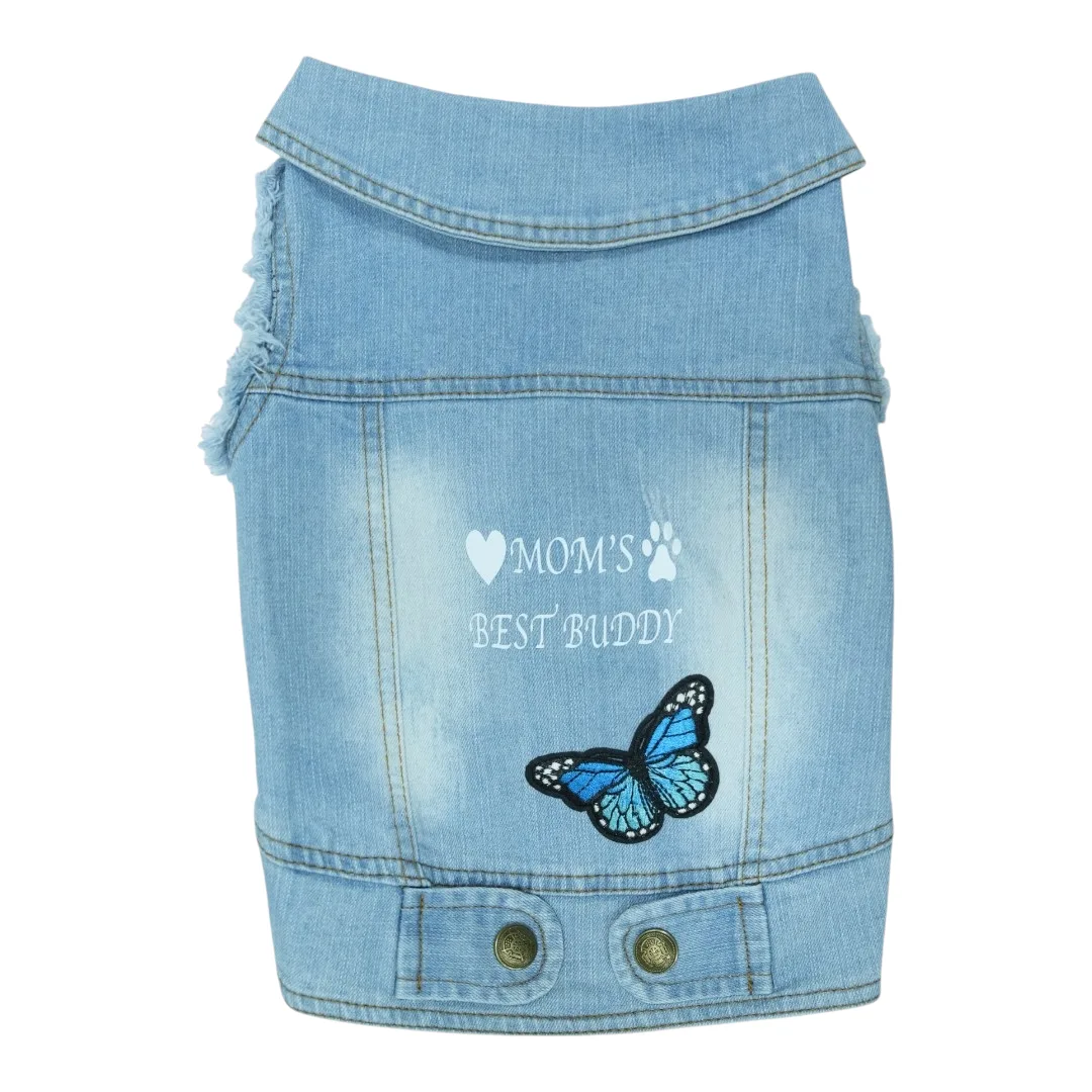 Pet Clothes Dog Jeans Jacket Cool Blue Denim Coat (XL)