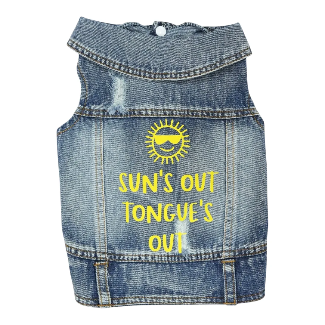 Pet Clothes Dog Jeans Jacket Cool Blue Denim Coat (L)