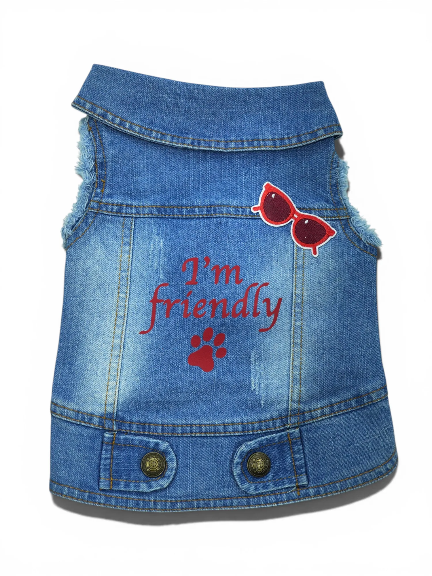 Pet Clothes Dog Jeans Jacket Cool Blue Denim Coat (L)