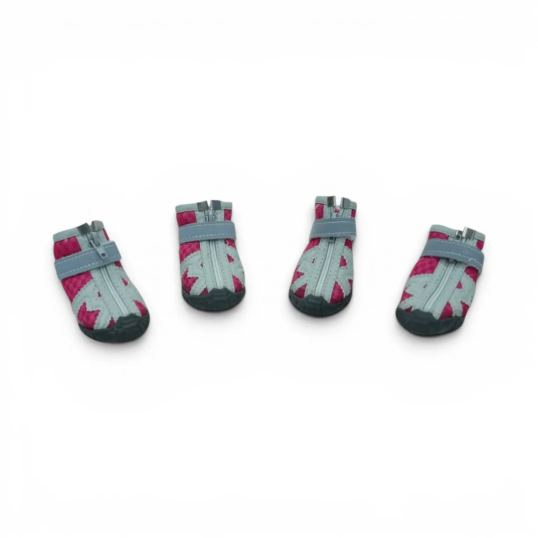 Sporty Red and Grey Dog Shoes with Zipper and Velcro Strap (Large)
