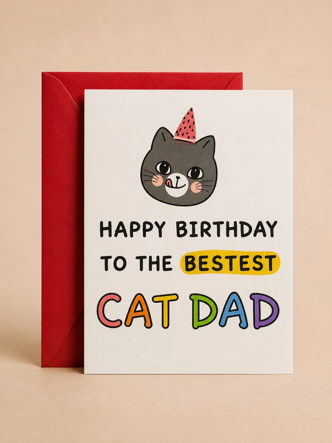 Bestest Cat Dad Birthday Card