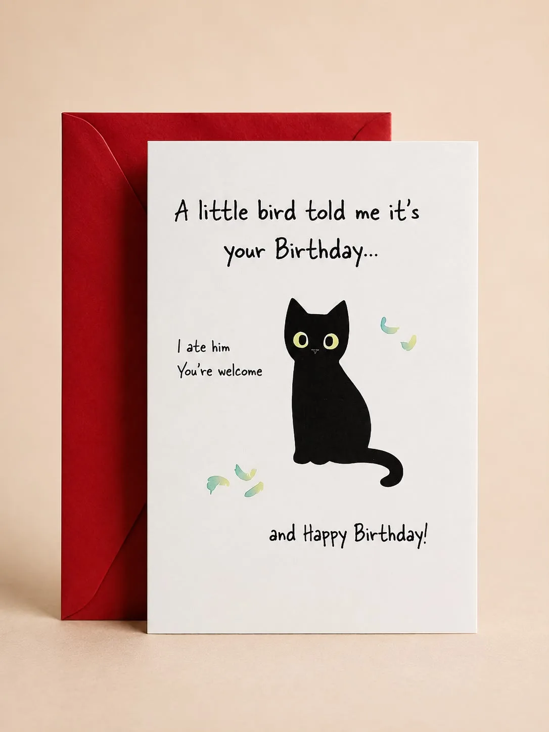 "Little Bird Told Me" Cat Greeting