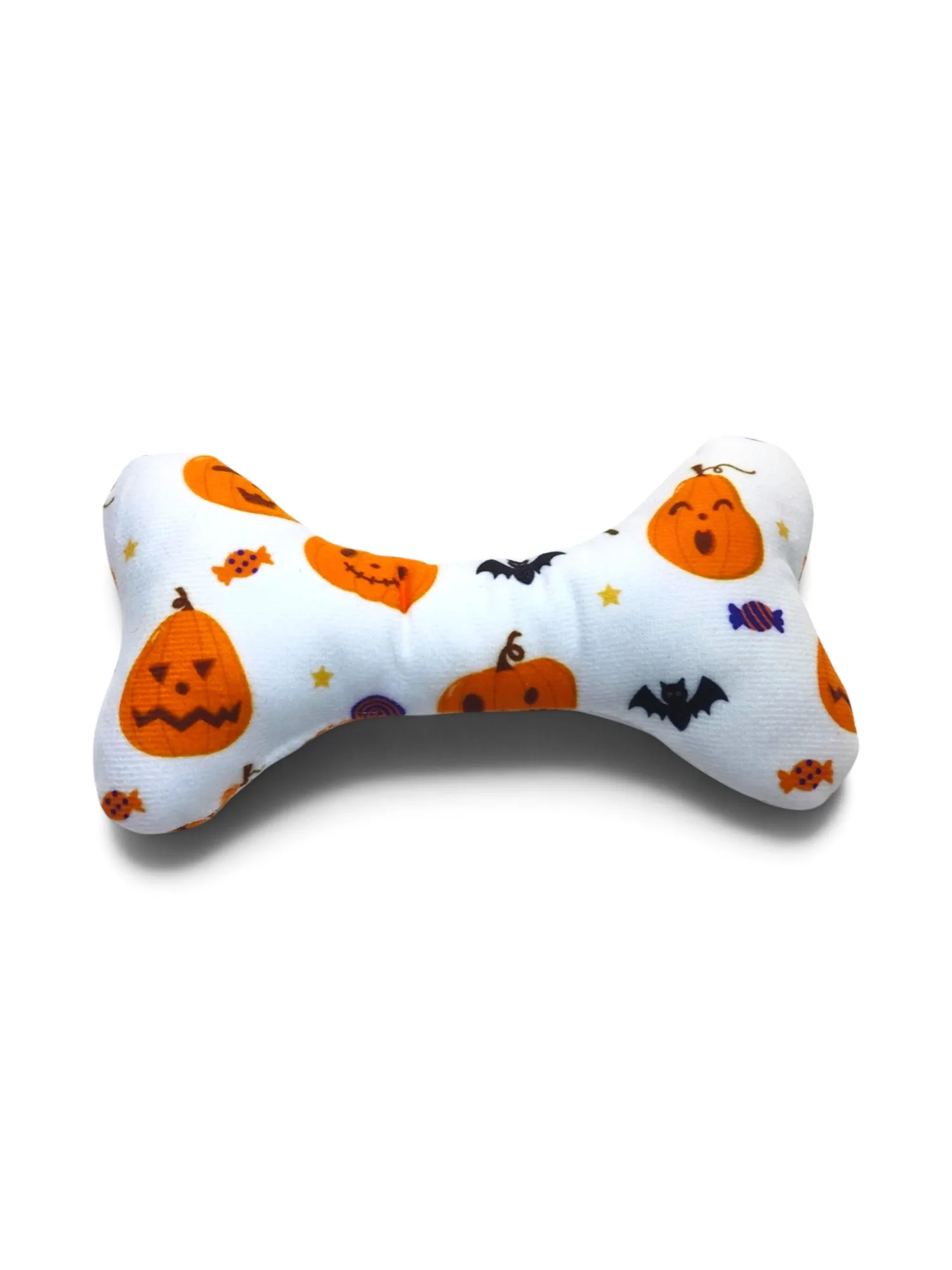 Halloween Pumpkin & Bat Print Plush Bone Dog Toy