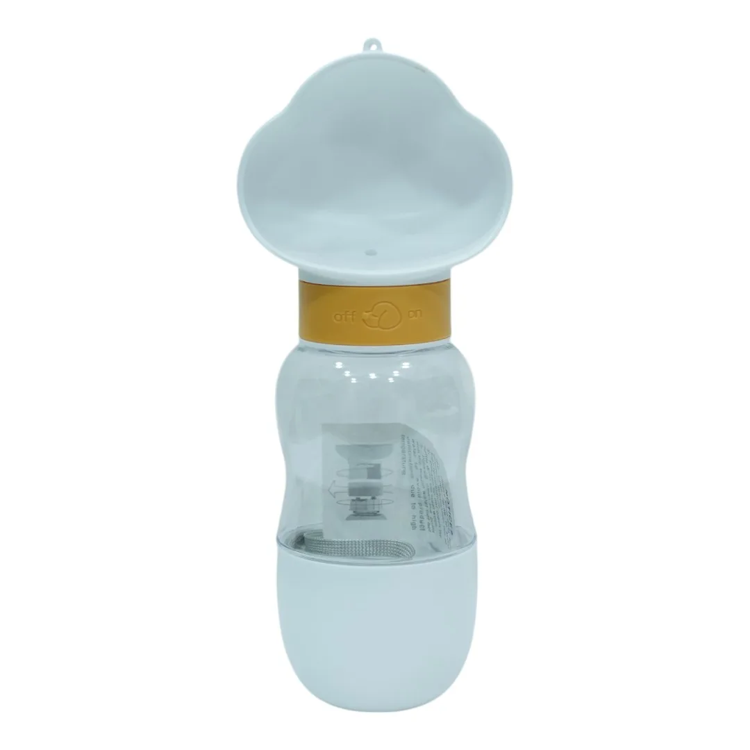 White and Yellow Portable Pet Water Bottle with Paw-Shaped Cap
