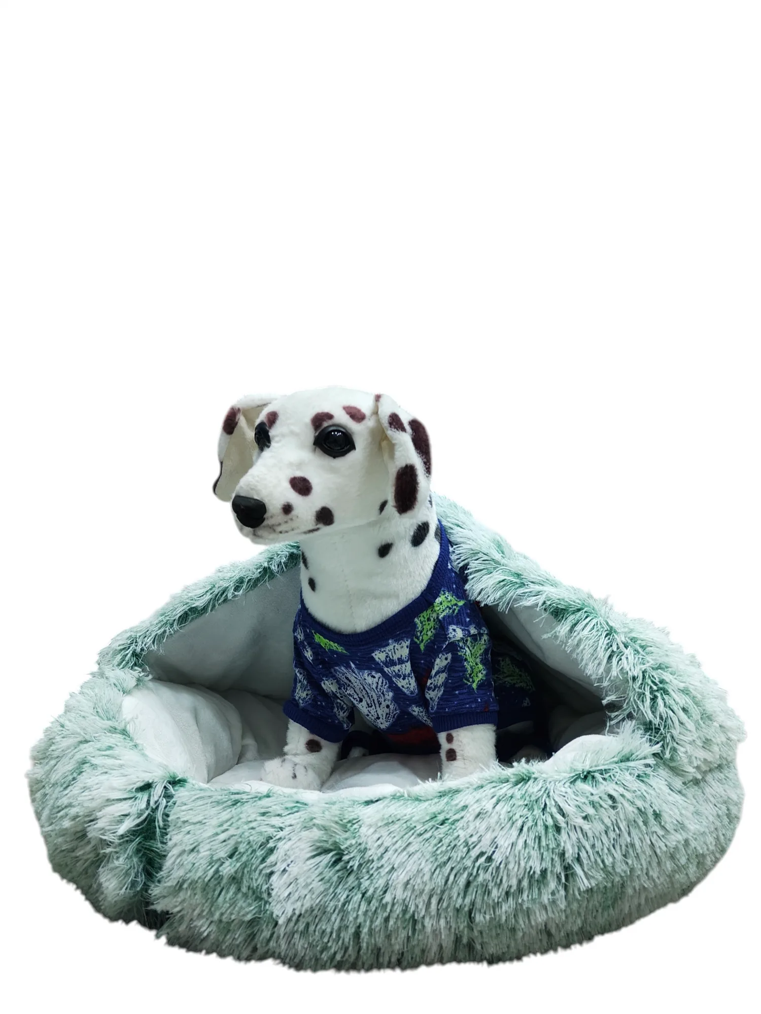 Green fluffy Pet Bed