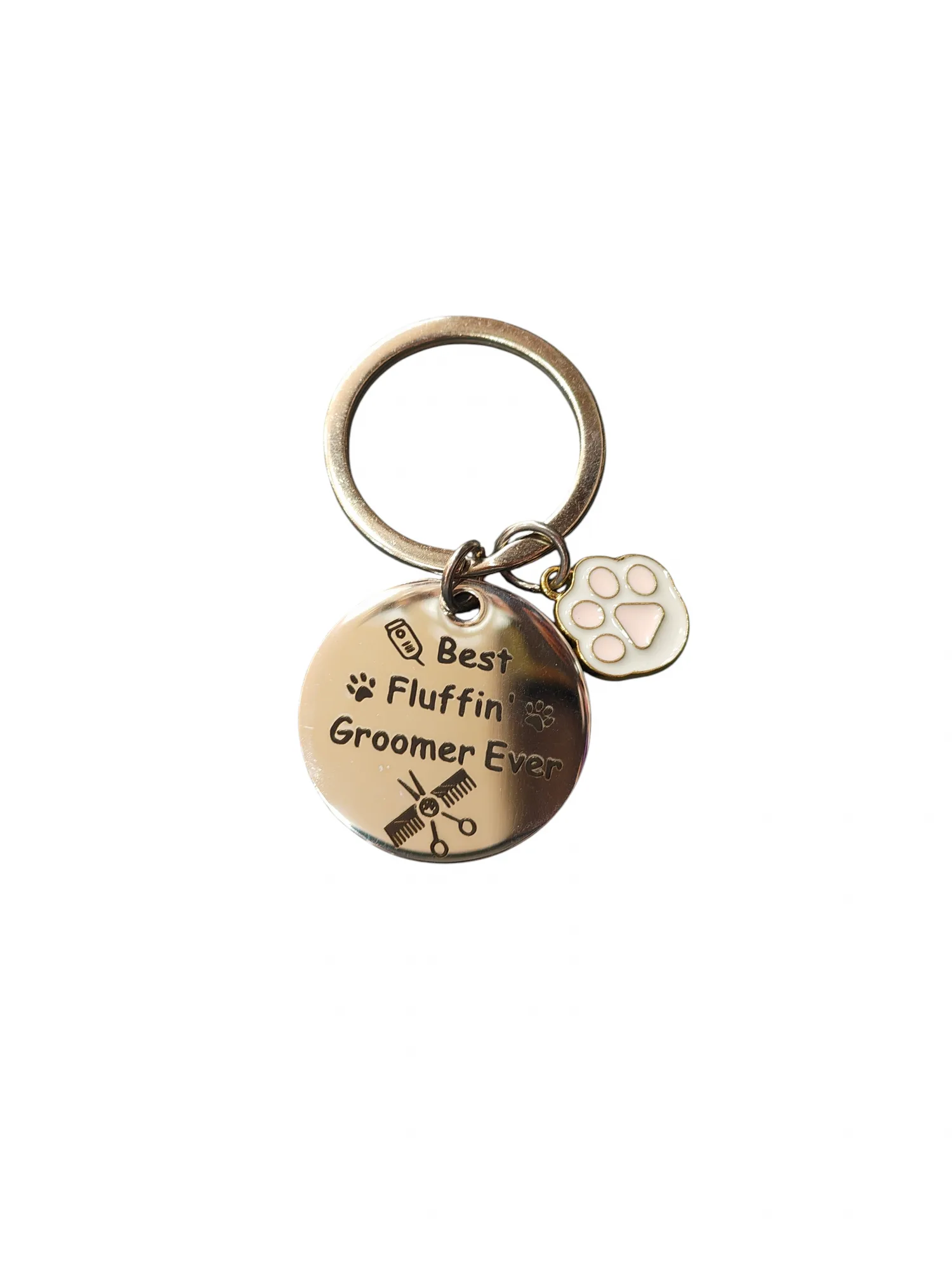 Best Fluffin' Groomer Ever metal keychain